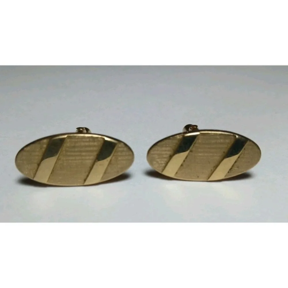 Vinntage Swank Cufflinks 2 sets Gold Oval‎ Silver Square Mid-Century Retro 70s